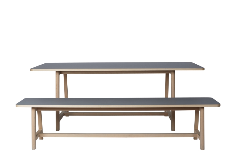 Frame Table L200 Bench L200 Beech Matt Lacquer Lino grey