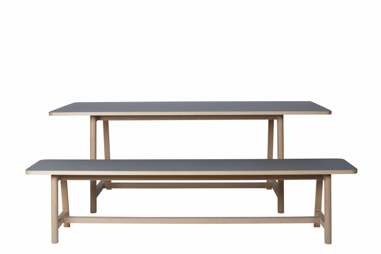 Frame Table L200 Bench L200 Beech Matt Lacquer Lino grey